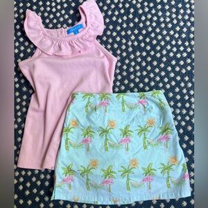 J. Bailey Girls Size 8 Pink Ruffle Tank & Flamingo Skirt Set